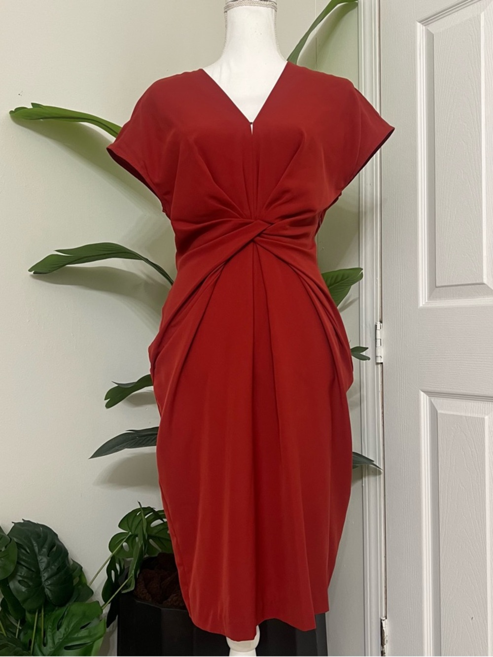 Banana Republic Red Twist-Front Midi Dress - Women